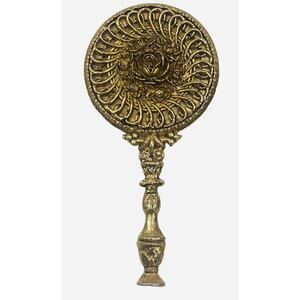 Antique Gilt Scrolled Roses Flapper Small Handheld Mirror Old Hollywood Art Deco